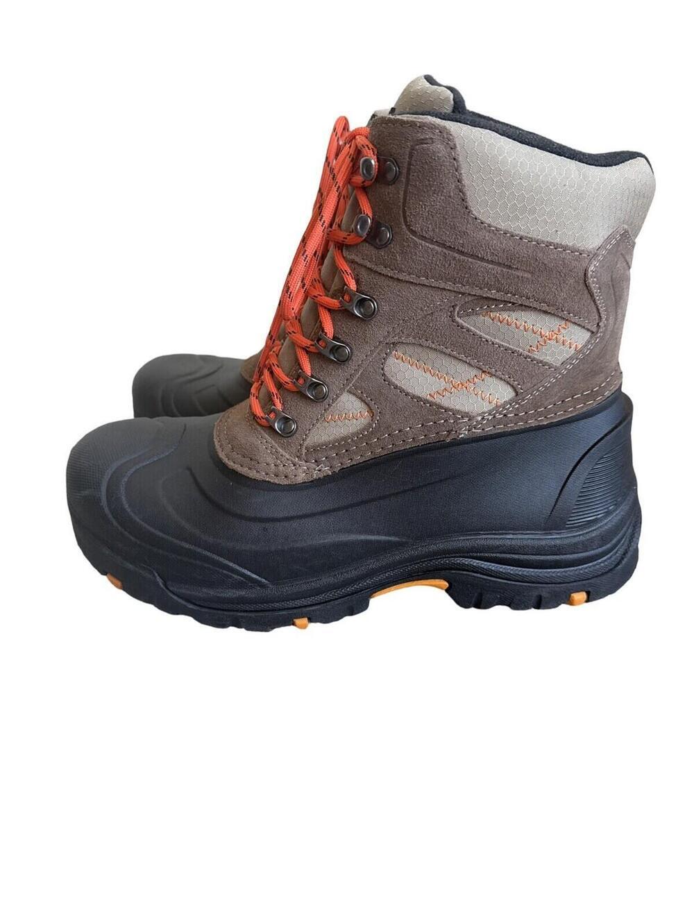 Khombu Mens Lace Up Brown Winter Thermolite Leather Upper Boots 10 New